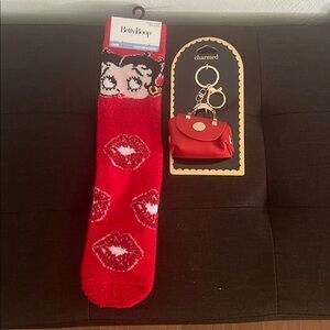 #0514 + Red Keychain & Betty Boop Socks